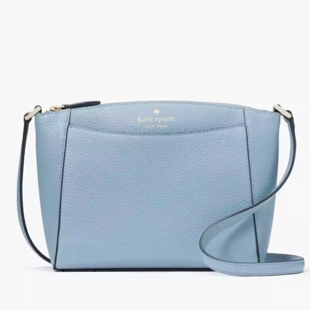 Kate Spade NWT Monica Pebbled Leather Crossbody in Frosty Sky